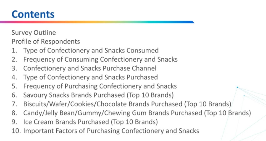 Nội dung ch&iacute;nh của b&aacute;o c&aacute;o thị trường b&aacute;nh kẹo v&agrave; đồ ăn vặt